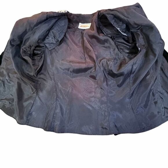 VTG Jessica McClintock Black Velvet Sequin Victorian Goth Glam Bolero Jacket S - Picture 14 of 16